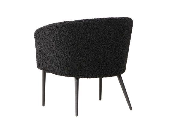 Fauteuil en tissu peluche noir Floris