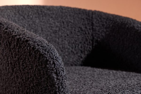 Fauteuil en tissu peluche noir Floris