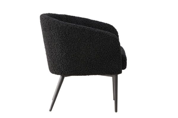 Fauteuil en tissu peluche noir Floris