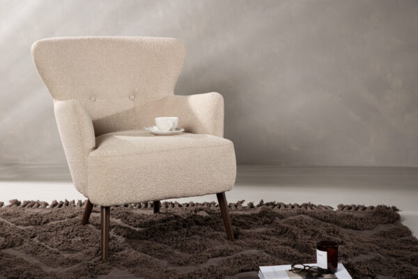 fauteuil lias tissu bouclette a dossier haut (3) Fauteuil design Lias à dossier haut
