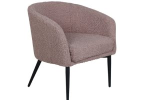 fauteuil marron teddy esprit rotin home (6) Fauteuil marron Teddy en tissu teddy avec pieds acier noir dans un intérieur contemporain