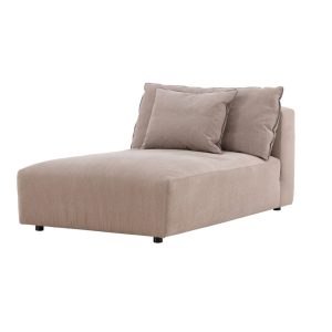 Méridienne Malou en tissu marron avec coussins, design contemporain pour salon ou chambre