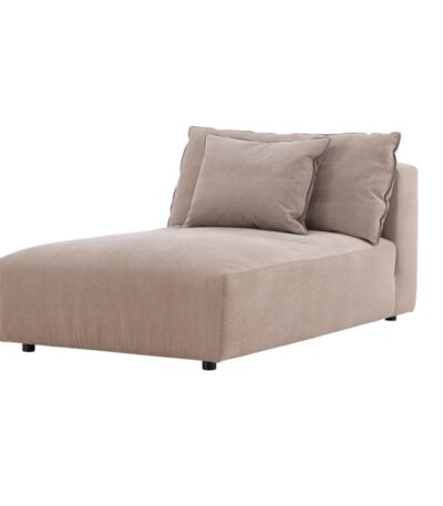 Méridienne Malou en tissu marron avec coussins, design contemporain pour salon ou chambre