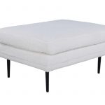 Pouf blanc teddy Bosco en tissu peluche polyester avec pieds acier noir pour salon ou chambre
