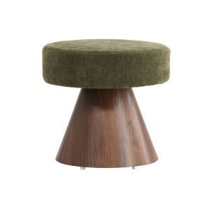 Pouf Lamar – Vert avec assise en tissu et piètement finition moka