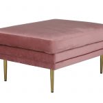 Pouf rose Bosco en velours polyester, pouf rectangulaire avec pieds acier pour chambre ou salon