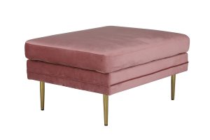 pouf rose bosco esprit rotin home (8) Pouf rose Bosco en velours polyester, pouf rectangulaire avec pieds acier pour chambre ou salon