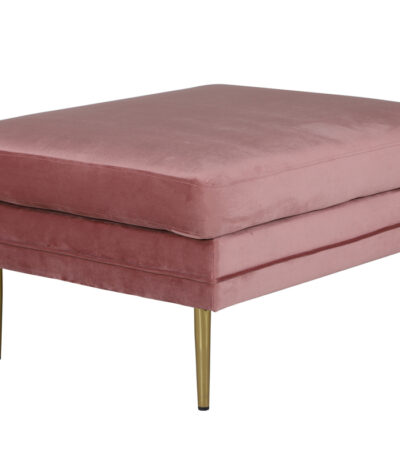 Pouf rose Bosco en velours polyester, pouf rectangulaire avec pieds acier pour chambre ou salon