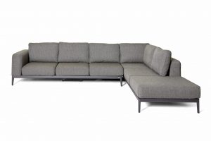 Salon de jardin Belfort canapé d'angle anthracite en aluminium et tissu outdoor pour terrasse extérieure