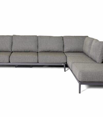 Salon de jardin Belfort canapé d'angle anthracite en aluminium et tissu outdoor pour terrasse extérieure