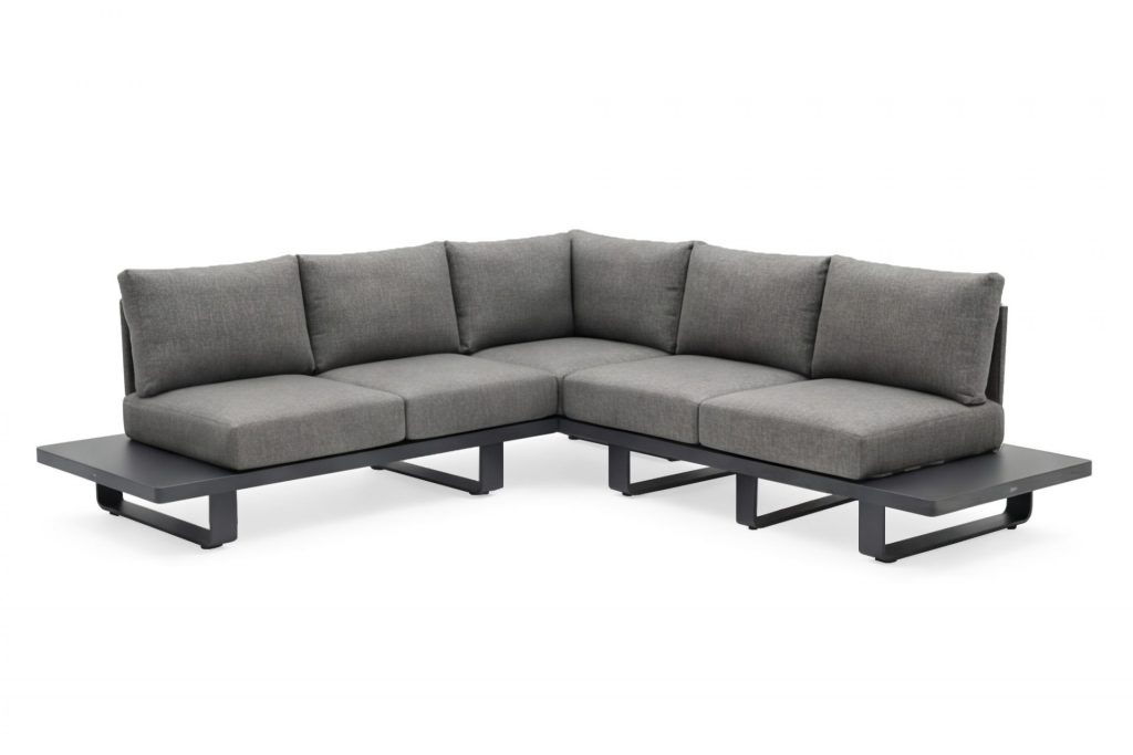 Salon de jardin Porto anthracite en aluminium et oléfine pour terrasse extérieure