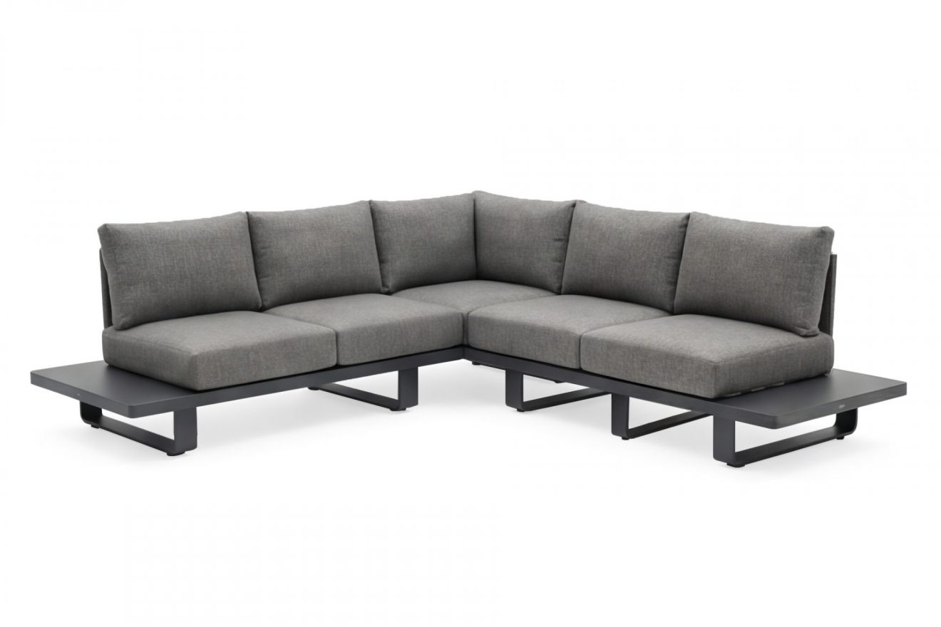 Salon de jardin Porto anthracite en aluminium et oléfine pour terrasse extérieure