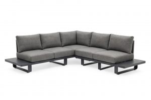 Salon de jardin Porto anthracite en aluminium et oléfine pour terrasse extérieure