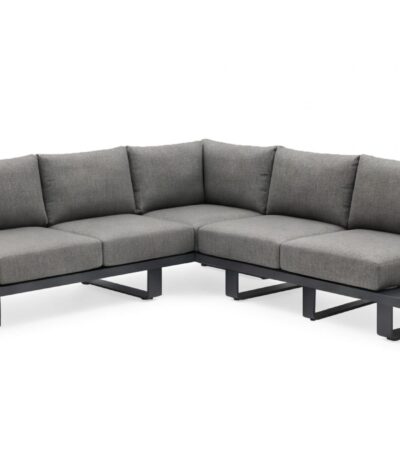 Salon de jardin Porto anthracite en aluminium et oléfine pour terrasse extérieure