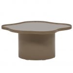 Table basse Illy marron brillante avec plateau organique et pied central pour le salon