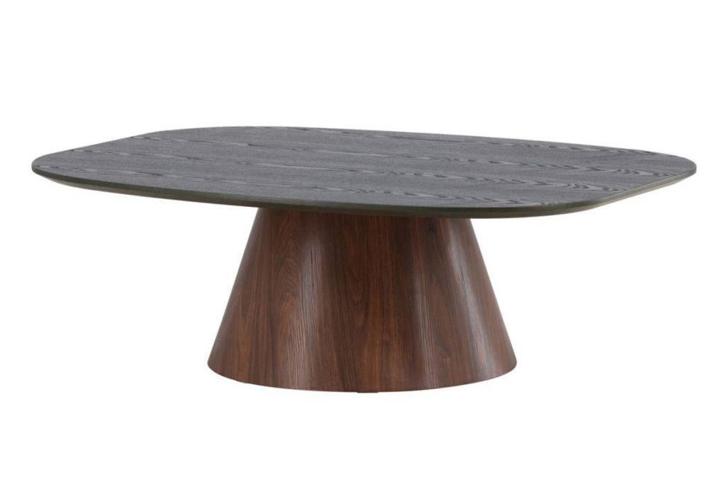 Table basse Lamar – Vert foncé avec plateau généreux et piètement central sculptural