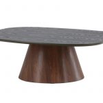 Table basse Lamar – Vert foncé avec plateau généreux et piètement central sculptural