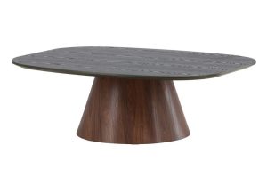Table basse Lamar – Vert foncé avec plateau généreux et piètement central sculptural