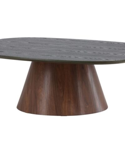 Table basse Lamar – Vert foncé avec plateau généreux et piètement central sculptural