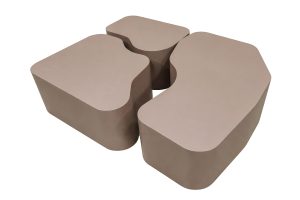 Table basse Noline avec 3 modules aux formes arrondies pour le salon.