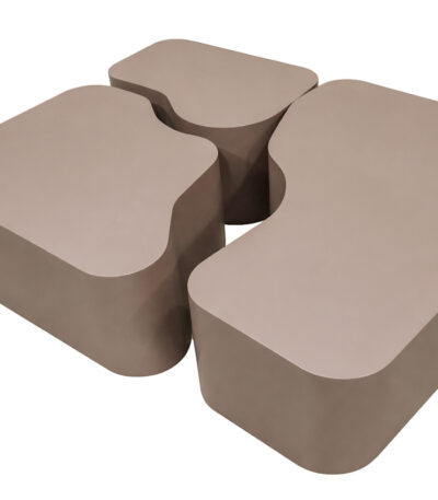 Table basse Noline avec 3 modules aux formes arrondies pour le salon.
