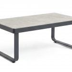 table d'appoint porto anthracite (2) Table basse extérieure Porto anthracite en aluminium et pierre frittée pour jardin.