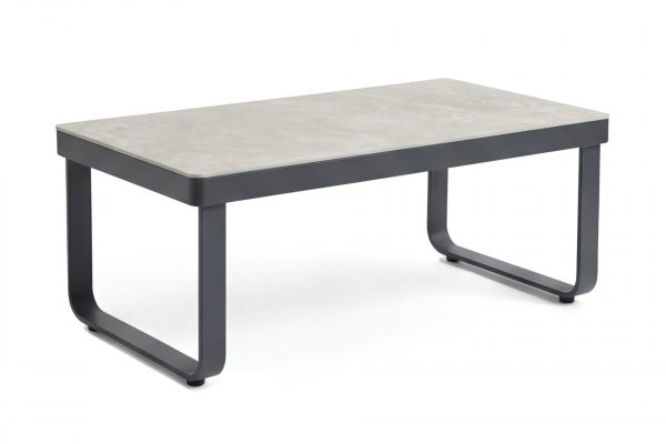 table d'appoint porto anthracite (2) Table basse extérieure Porto anthracite en aluminium et pierre frittée pour jardin.