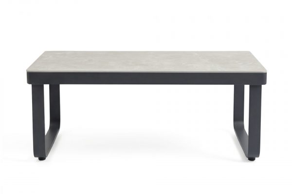 table d'appoint porto anthracite (3) Table basse extérieure Porto anthracite en aluminium et pierre frittée pour jardin.