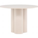 table de repas beige olga esprit rotin home (14) Table repas beige ronde Olga, table design 4 places avec pied central et finition mate