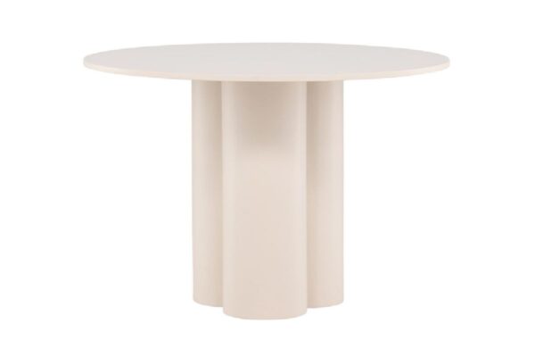 table de repas beige olga esprit rotin home (14) Table repas beige ronde Olga, table design 4 places avec pied central et finition mate