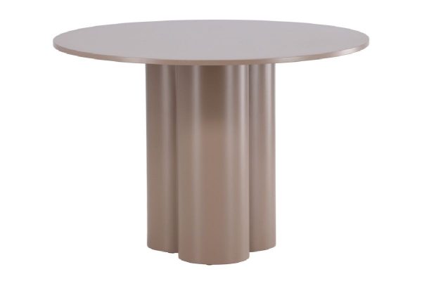 table de repas taupe olga esprit rotin home (5) Table repas taupe ronde Olga, table design 4 places avec piètement central sculptural