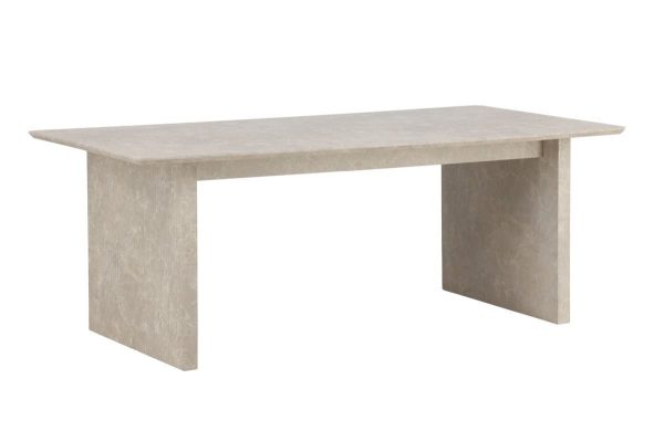 Table de salle à manger Vania 200 cm beige effet marbre avec pieds cannelés