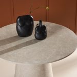 Table repas ronde Lamar – Beige marbré