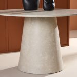 Table repas ronde Lamar – Beige marbré