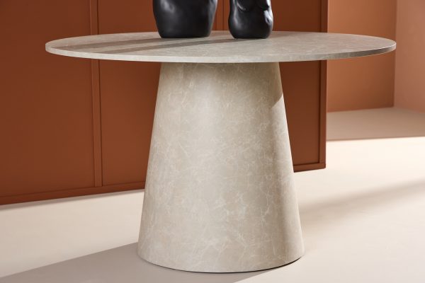 Table repas ronde Lamar – Beige marbré