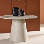 Table repas ronde Lamar – Beige marbré