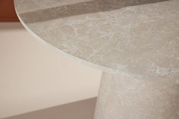 Table repas ronde Lamar – Beige marbré