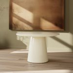 Table repas ronde Lamar – Beige laqué