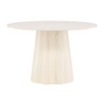 Table repas ronde Lamar – Blanc poli avec piètement central, design contemporain pour salle à manger