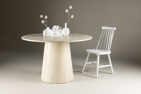 Table repas ronde Lamar – Blanc poli