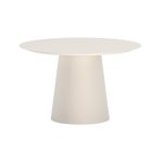 Table de jardin ronde Lamar – Blanche en aluminium avec piètement central, design contemporain pour terrasse extérieure