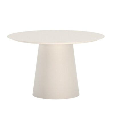 Table de jardin ronde Lamar – Blanche en aluminium avec piètement central, design contemporain pour terrasse extérieure