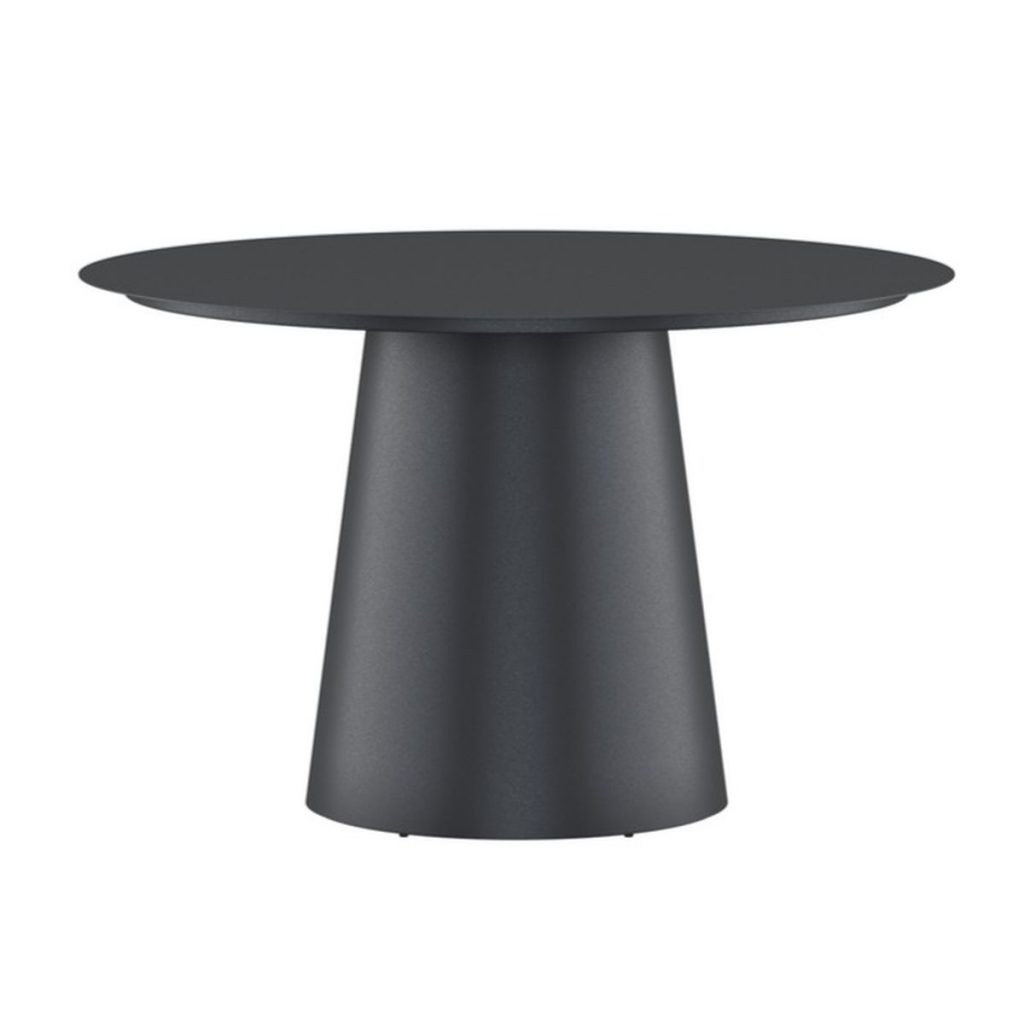Table de jardin ronde Lamar – Noire en aluminium avec piètement central, design contemporain pour terrasse extérieure