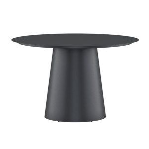 Table de jardin ronde Lamar – Noire en aluminium avec piètement central, design contemporain pour terrasse extérieure