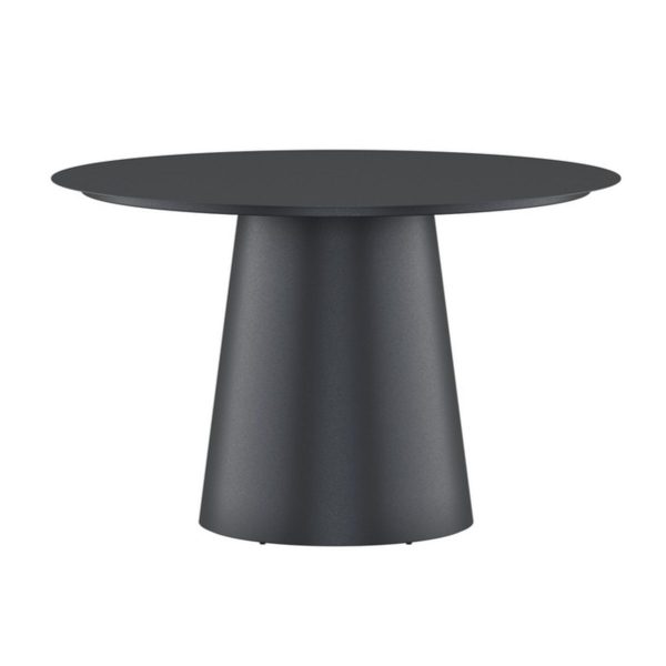Table de jardin ronde Lamar – Noire en aluminium avec piètement central, design contemporain pour terrasse extérieure