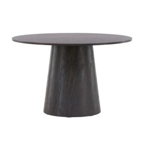 Table repas ronde Lamar – Noire avec piètement central, design contemporain pour salle à manger
