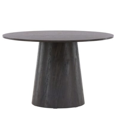 Table repas ronde Lamar – Noire avec piètement central, design contemporain pour salle à manger