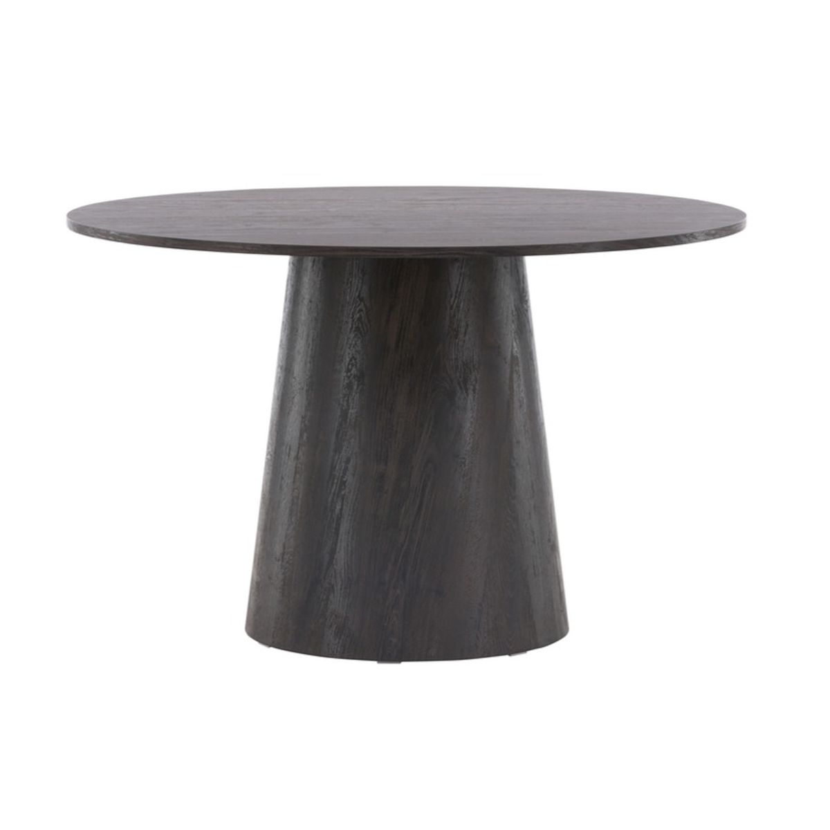 Table repas ronde Lamar – Noire avec piètement central, design contemporain pour salle à manger