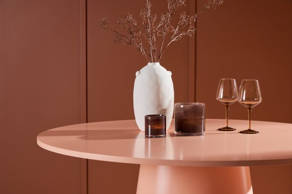 Table repas ronde Lamar – Pêche laquée