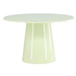 Table repas ronde Lamar verte laquée avec piètement central, design contemporain pour salle à manger